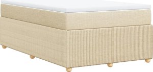 vidaXL Łóżko kontynentalne z materacem, kremowe, tkanina, 120x200 cm 6