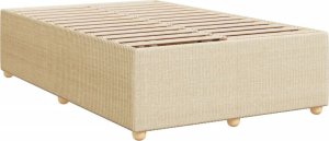 vidaXL Łóżko kontynentalne z materacem, kremowe, tkanina, 120x200 cm 7