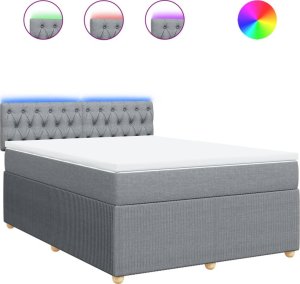 vidaXL vidaXL Łóżko kontynentalne z materacem, jasnoszare, tkanina, 140x190cm 2