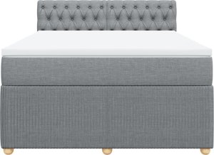 vidaXL vidaXL Łóżko kontynentalne z materacem, jasnoszare, tkanina, 140x190cm 6