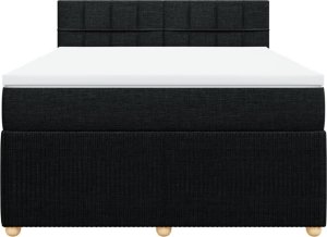 vidaXL vidaXL Łóżko kontynentalne z materacem, czarne, tkanina, 140x190 cm 6