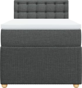vidaXL vidaXL Łóżko kontynentalne z materacem, ciemnoszara tkanina 100x200 cm 6