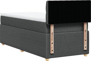 vidaXL vidaXL Łóżko kontynentalne z materacem, ciemnoszara tkanina 100x200 cm 8