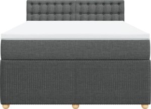 vidaXL vidaXL Łóżko kontynentalne z materacem, ciemnoszara tkanina 140x190 cm 6