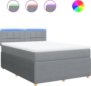 vidaXL vidaXL Łóżko kontynentalne z materacem, jasnoszare 140x200 cm, tkanina 2