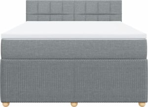 vidaXL vidaXL Łóżko kontynentalne z materacem, jasnoszare 140x200 cm, tkanina 6