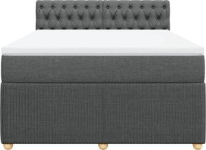 vidaXL vidaXL Łóżko kontynentalne z materacem, ciemnoszara tkanina 140x200 cm 6