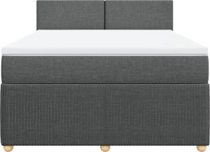 vidaXL vidaXL Łóżko kontynentalne z materacem, ciemnoszara tkanina 160x200 cm 6