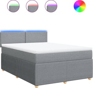 vidaXL vidaXL Łóżko kontynentalne z materacem, jasnoszare 140x200 cm, tkanina 2