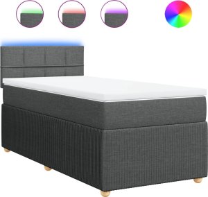 vidaXL vidaXL Łóżko kontynentalne z materacem, ciemnoszara tkanina 80x200 cm 2