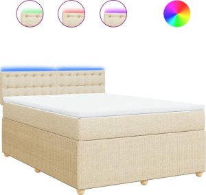 vidaXL vidaXL Łóżko kontynentalne z materacem, kremowe, tkanina, 140x200 cm 2