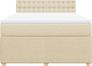 vidaXL vidaXL Łóżko kontynentalne z materacem, kremowe, tkanina, 140x200 cm 6