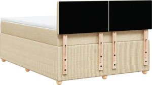 vidaXL vidaXL Łóżko kontynentalne z materacem, kremowe, tkanina, 140x200 cm 8