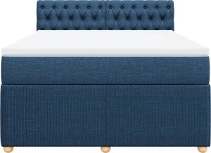 vidaXL vidaXL Łóżko kontynentalne z materacem, niebieskie, tkanina, 160x200cm 6