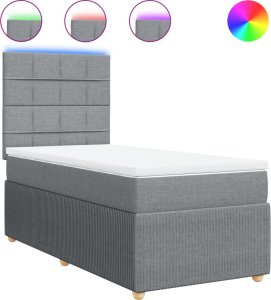 vidaXL vidaXL Łóżko kontynentalne z materacem, jasnoszare, tkanina, 100x200cm 2