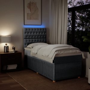 vidaXL vidaXL Łóżko kontynentalne z materacem, jasnoszare, tkanina, 90x200 cm 4