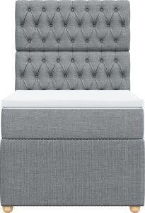 vidaXL vidaXL Łóżko kontynentalne z materacem, jasnoszare, tkanina, 90x200 cm 6