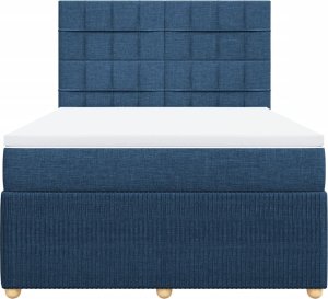 vidaXL vidaXL Łóżko kontynentalne z materacem, niebieskie, tkanina 140x190 cm 6