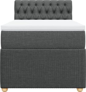 vidaXL Łóżko kontynentalne z materacem, ciemnoszara tkanina 100x200 cm 4