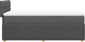 vidaXL Łóżko kontynentalne z materacem, ciemnoszara tkanina 100x200 cm 5