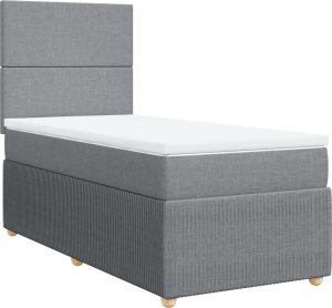 vidaXL Łóżko kontynentalne z materacem, jasnoszare, tkanina, 100x200cm 2
