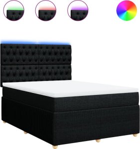 vidaXL vidaXL Łóżko kontynentalne z materacem, czarne, tkanina, 140x190 cm 2