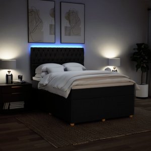 vidaXL vidaXL Łóżko kontynentalne z materacem, czarne, tkanina, 140x190 cm 5