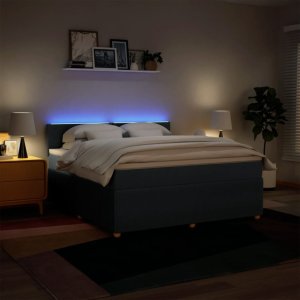 vidaXL vidaXL Łóżko kontynentalne z materacem, niebieskie, tkanina, 180x200cm 5