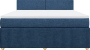 vidaXL vidaXL Łóżko kontynentalne z materacem, niebieskie, tkanina, 180x200cm 6