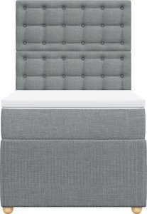 vidaXL Łóżko kontynentalne z materacem, jasnoszare, tkanina, 100x200cm 4