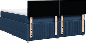 vidaXL vidaXL Łóżko kontynentalne z materacem, niebieskie, tkanina 200x200 cm 8