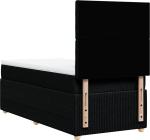 vidaXL Łóżko kontynentalne z materacem, czarne, tkanina, 100x200 cm 6