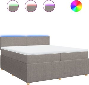 vidaXL vidaXL Łóżko kontynentalne z materacem, taupe, tkanina, 200x200 cm 2