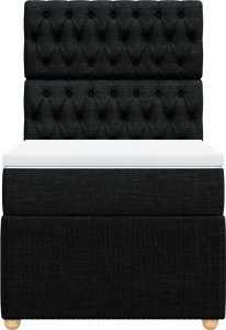 vidaXL Łóżko kontynentalne z materacem, czarne, tkanina, 80x200 cm 4