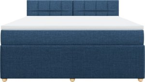 vidaXL vidaXL Łóżko kontynentalne z materacem, niebieskie, tkanina, 180x200cm 6
