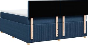 vidaXL vidaXL Łóżko kontynentalne z materacem, niebieskie, tkanina, 180x200cm 8