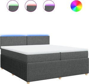 vidaXL vidaXL Łóżko kontynentalne z materacem, ciemnoszara tkanina 200x200 cm 2