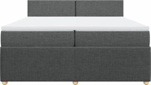 vidaXL vidaXL Łóżko kontynentalne z materacem, ciemnoszara tkanina 200x200 cm 6