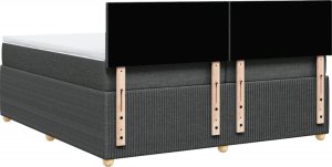 vidaXL vidaXL Łóżko kontynentalne z materacem, ciemnoszara tkanina 200x200 cm 8