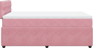 vidaXL Łóżko kontynentalne z materacem, różowe, 120x200 cm, aksamit 9