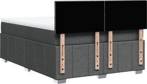 vidaXL vidaXL Łóżko kontynentalne z materacem, ciemnoszara tkanina 160x200 cm 8
