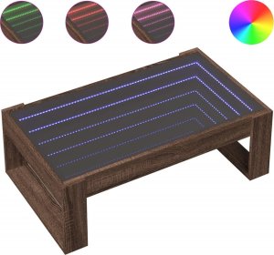 vidaXL Stolik kawowy z LED Infinity, brązowy dąb, 90x53x30 cm 2