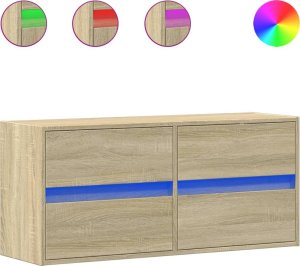 vidaXL vidaXL Ścienna szafka TV z LED, dąb sonoma, 100x31x45 cm 2