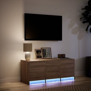 vidaXL Szafka TV z LED, brązowy dąb, 97x34x40 cm 5