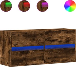 vidaXL vidaXL Ścienna szafka TV z LED, przydymiony dąb, 100x31x45 cm 2