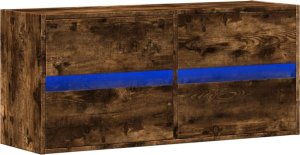 vidaXL vidaXL Ścienna szafka TV z LED, przydymiony dąb, 100x31x45 cm 3