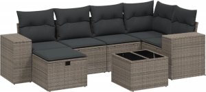 vidaXL vidaXL 7-cz. zestaw wypoczynkowy do ogrodu, z poduszkami, jasnoszary 2