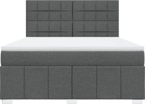 vidaXL Łóżko kontynentalne z materacem, ciemnoszara tkanina 180x200 cm 4
