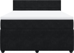 vidaXL vidaXL Łóżko kontynentalne z materacem, czarne, aksamit, 140x190 cm 6