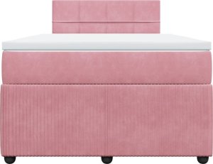 vidaXL vidaXL Łóżko kontynentalne z materacem, różowe, 120x200 cm, aksamit 6